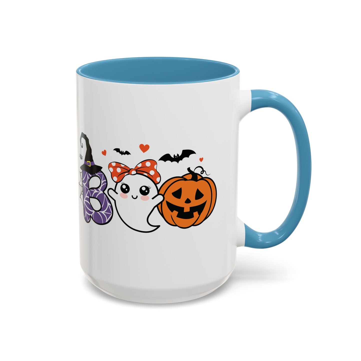 Cute Boo Halloween Mug | 11oz and 15oz Ceramic Coffee Cup | Adorable Ghost, Pumpkin and Witch Hat Design