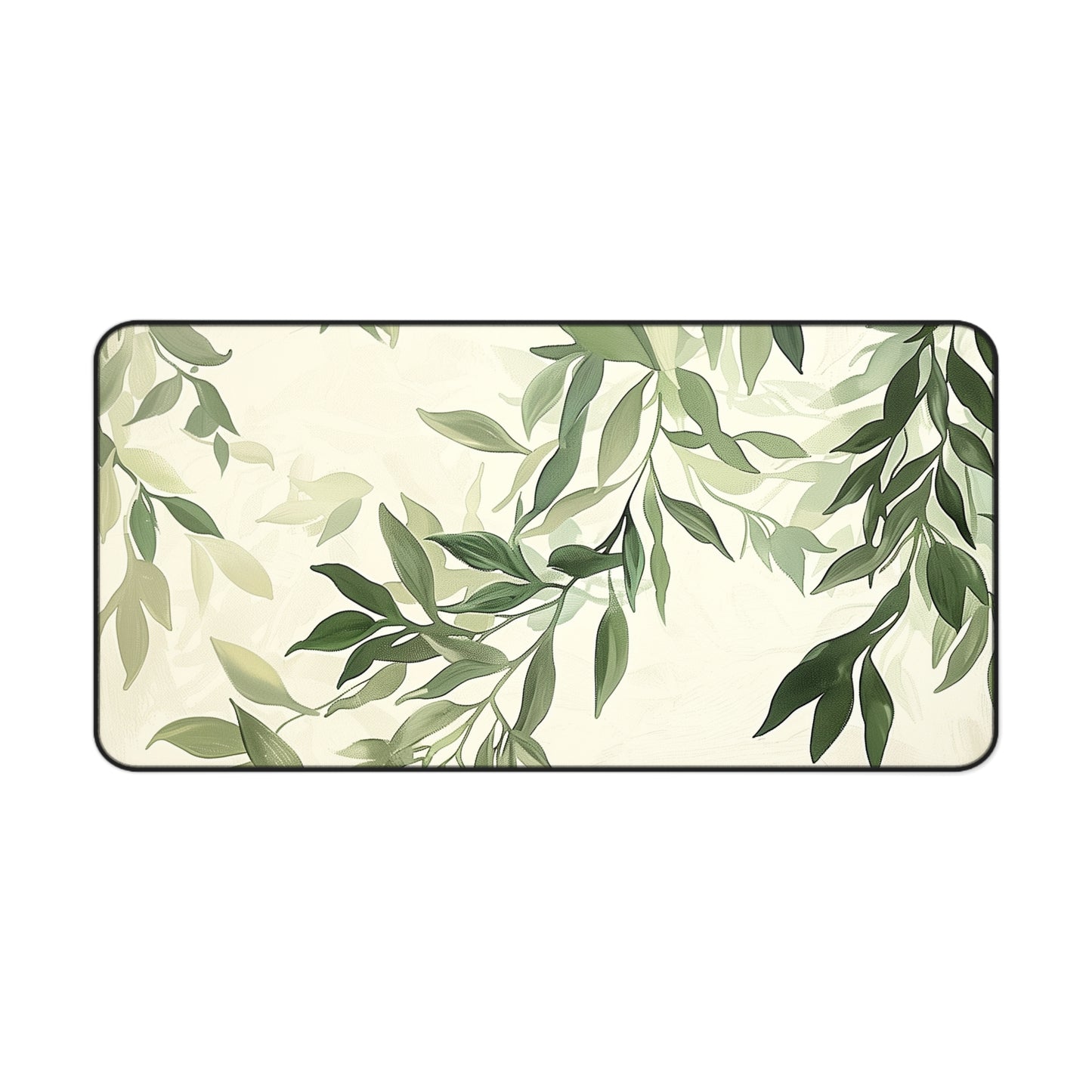 Green Leaves Computer Desk Mat | Botanical Mouse Pad | Anti-Slip Neoprene Desk Mat for Home Office | 3 Sizes Available