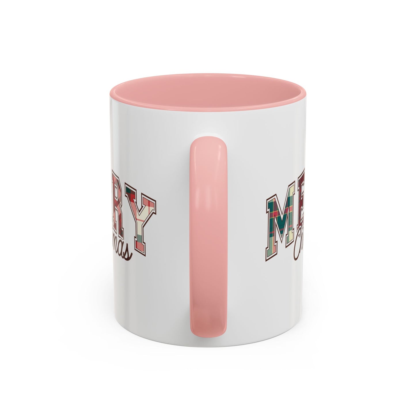 Merry Christmas Mug | Plaid Holiday Text Design | Festive Coffee Cup