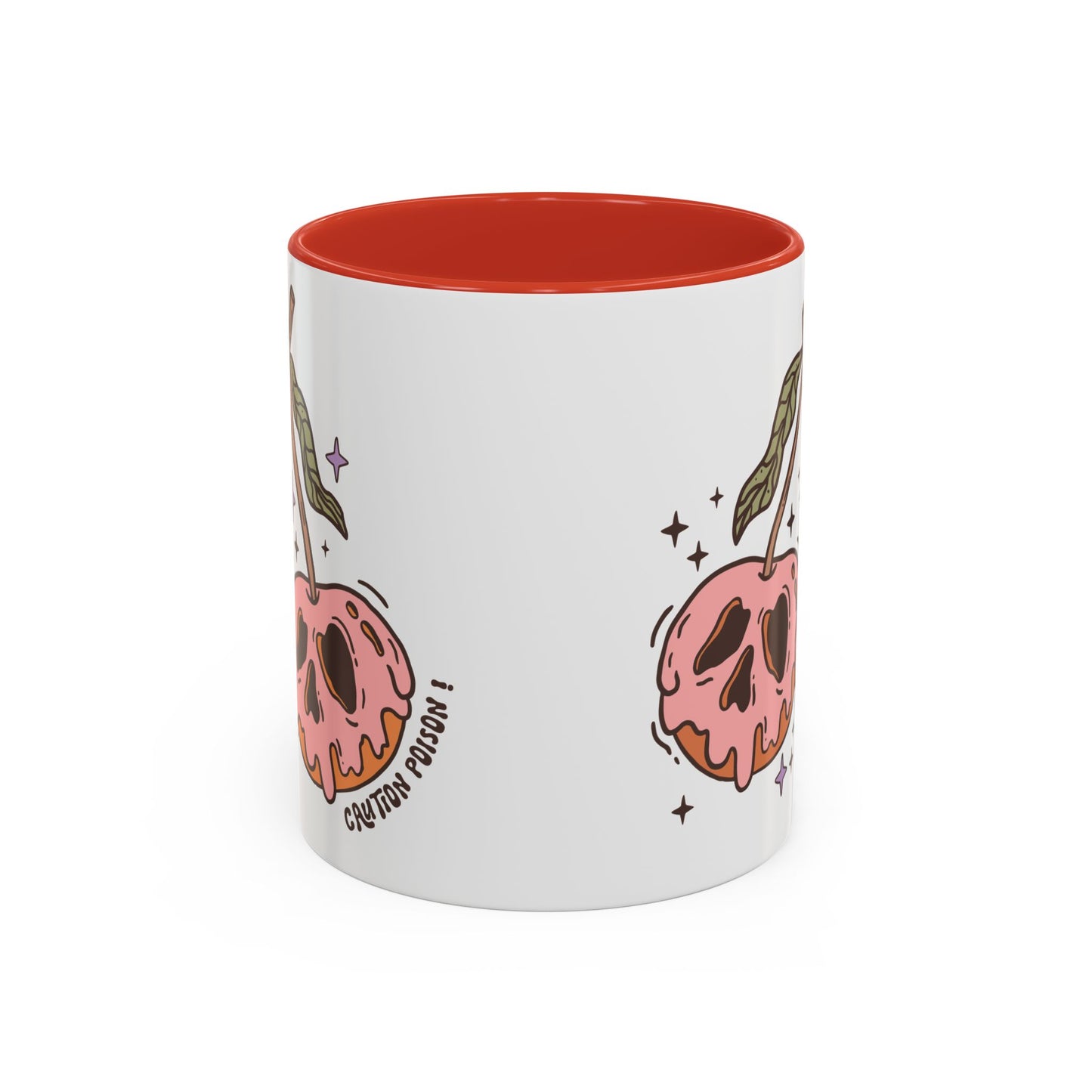 Caution Poison! Skull Cherries Mug | 11oz and 15oz Ceramic Coffee Cup | Halloween Poison Warning Design