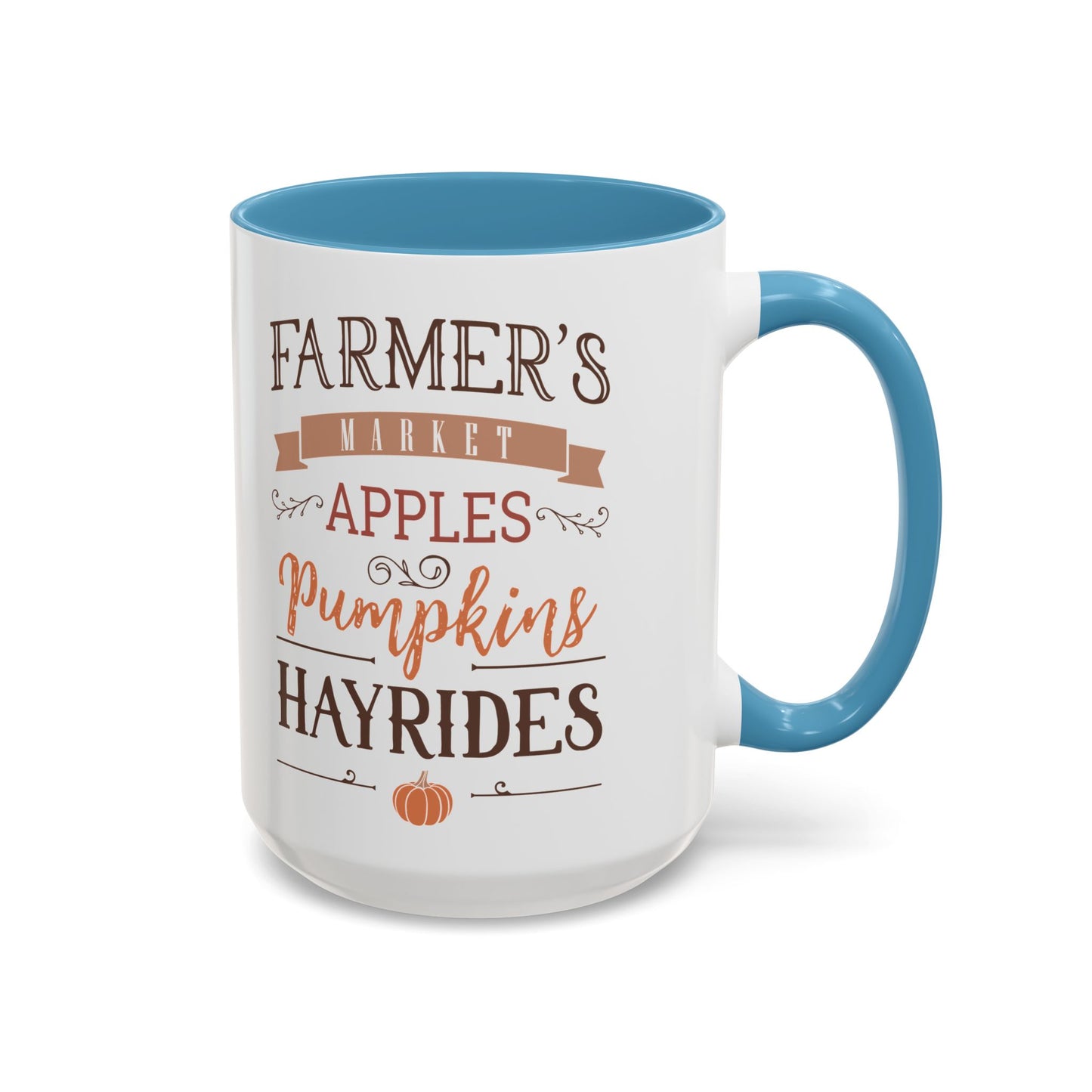 Farmers Market Fall Mug | 11oz and 15oz Ceramic Coffee Cup | Apples, Pumpkins, & Hayrides Autumn Design