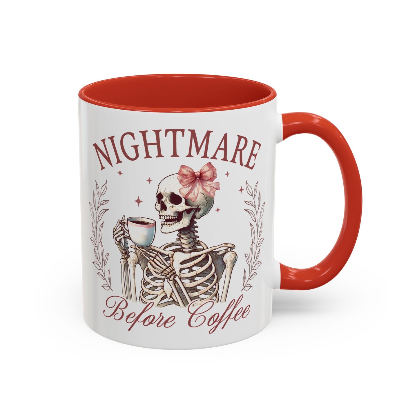 Nightmare Before Coffee Skeleton Mug | 11oz and 15oz Ceramic Coffee Cup | Funny Halloween Coffee Lover Design