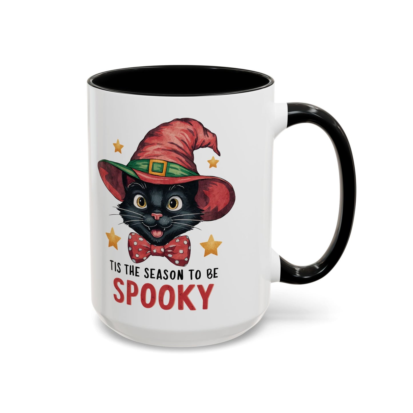 Tis the Season to Be Spooky Black Cat Mug | Halloween Cat in Witch Hat Design | Perfect Halloween Coffee Mug for Cat Lovers