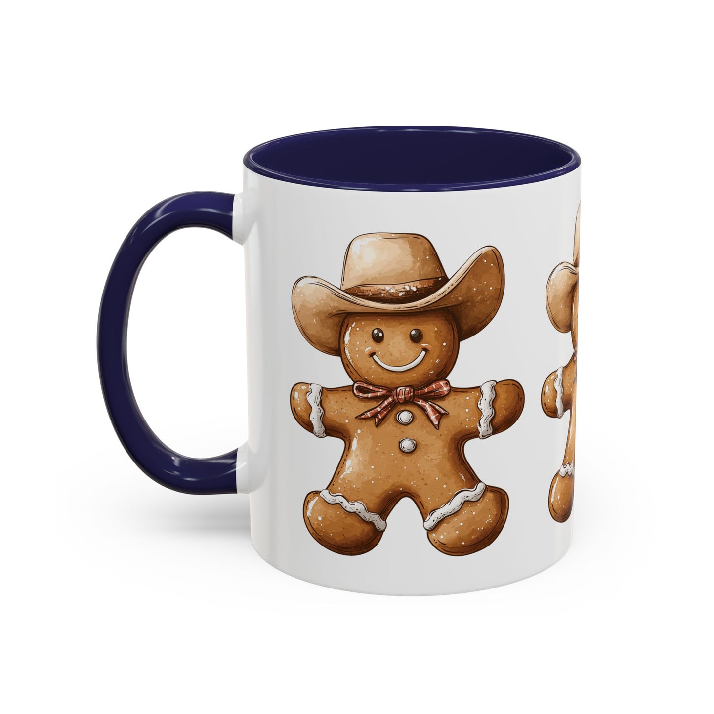 Cowboy Gingerbread Man Tan Hat Ceramic Mug - Festive Western Holiday Design - Perfect for Christmas and Cookie Lovers