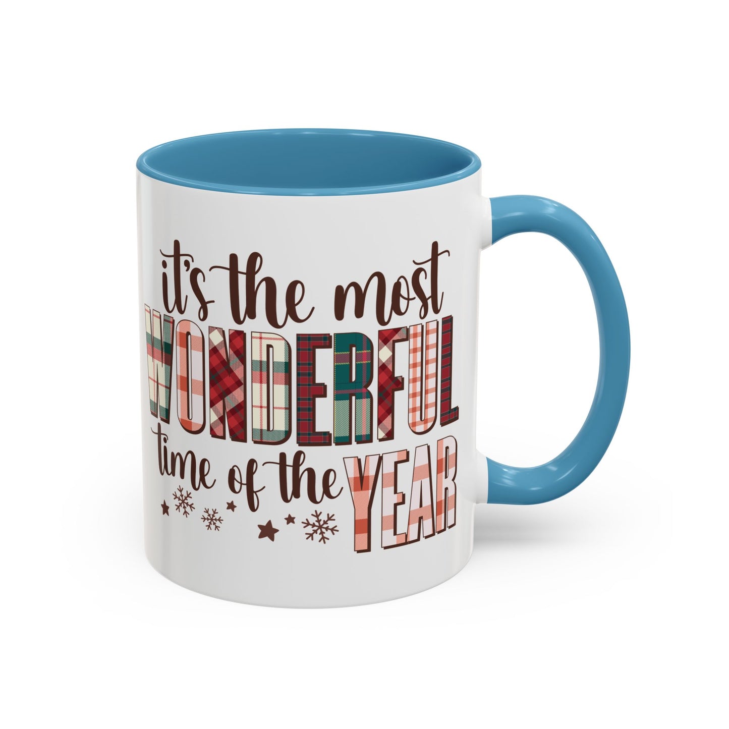 It's the Most Wonderful Time of the Year Christmas Mug | Plaid Text Holiday Design | Festive Winter Coffee Mug