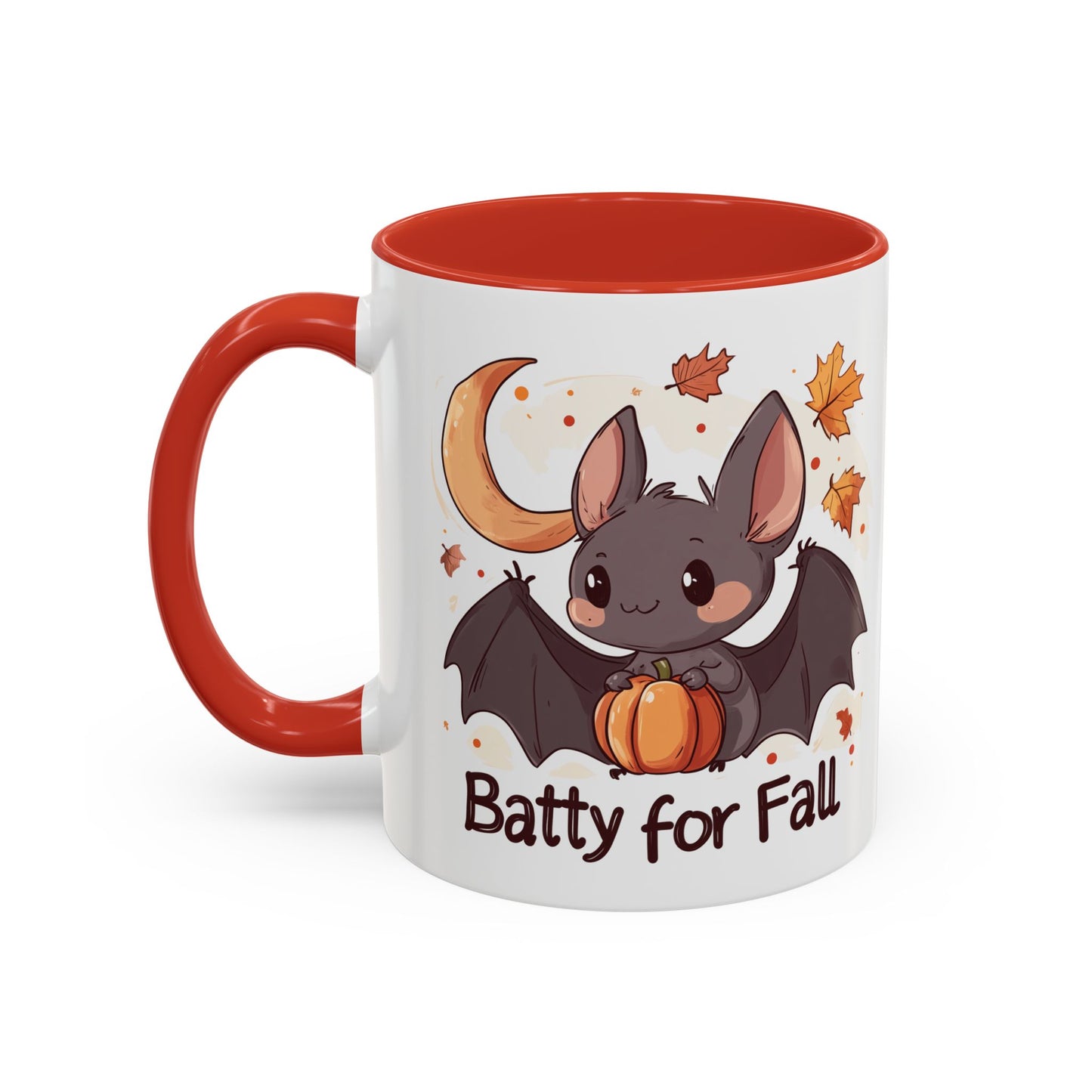 Batty for Fall Ceramic Mug - Adorable Bat and Pumpkin Design - Perfect for Halloween and Autumn Lovers