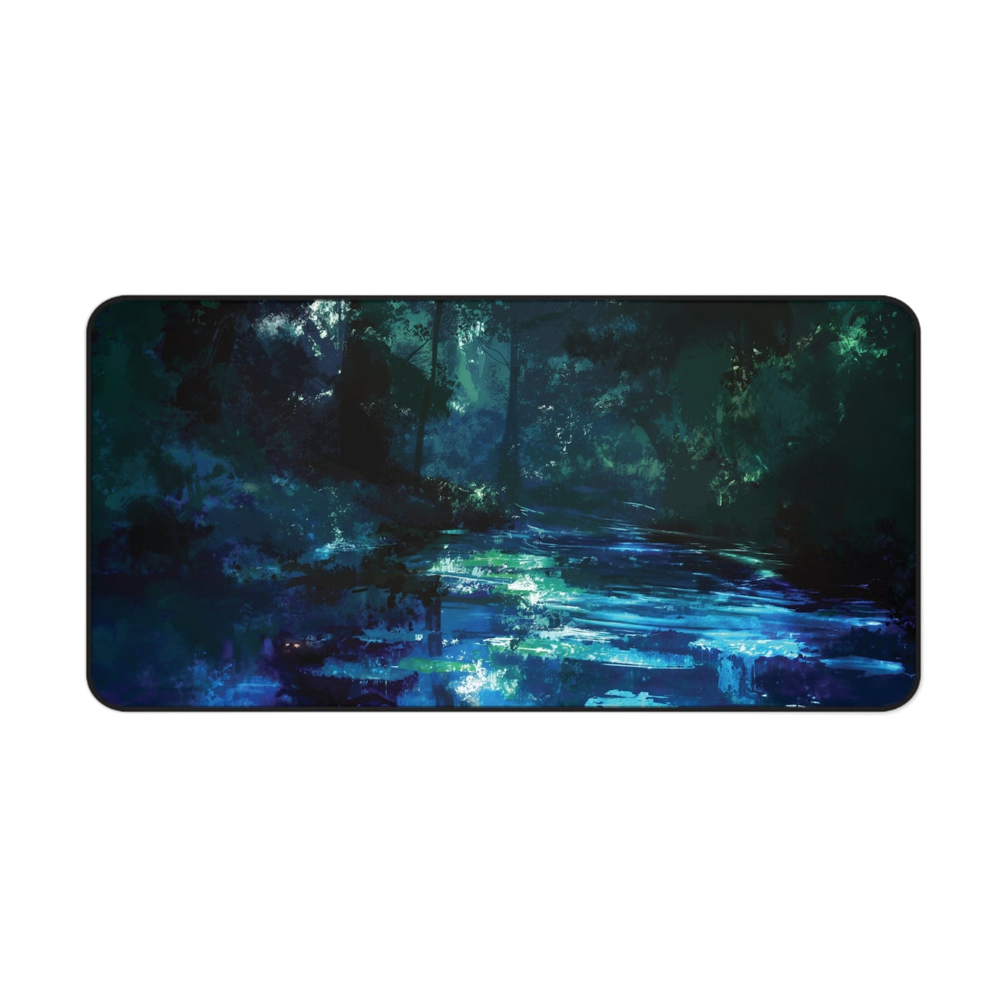 Mystical Forest Stream Desk Mat | Enchanted Night Design | Neoprene | Anti-Slip | 3 Sizes