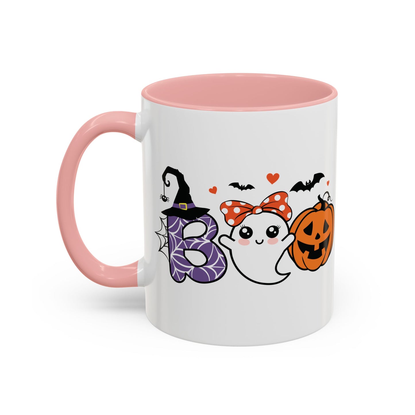 Cute Boo Halloween Mug | 11oz and 15oz Ceramic Coffee Cup | Adorable Ghost, Pumpkin and Witch Hat Design