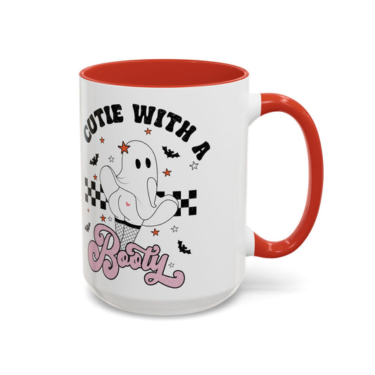 Cutie with a Booty Halloween Ghost Mug | 11oz and 15oz Ceramic Coffee Cup | Funny Halloween Design