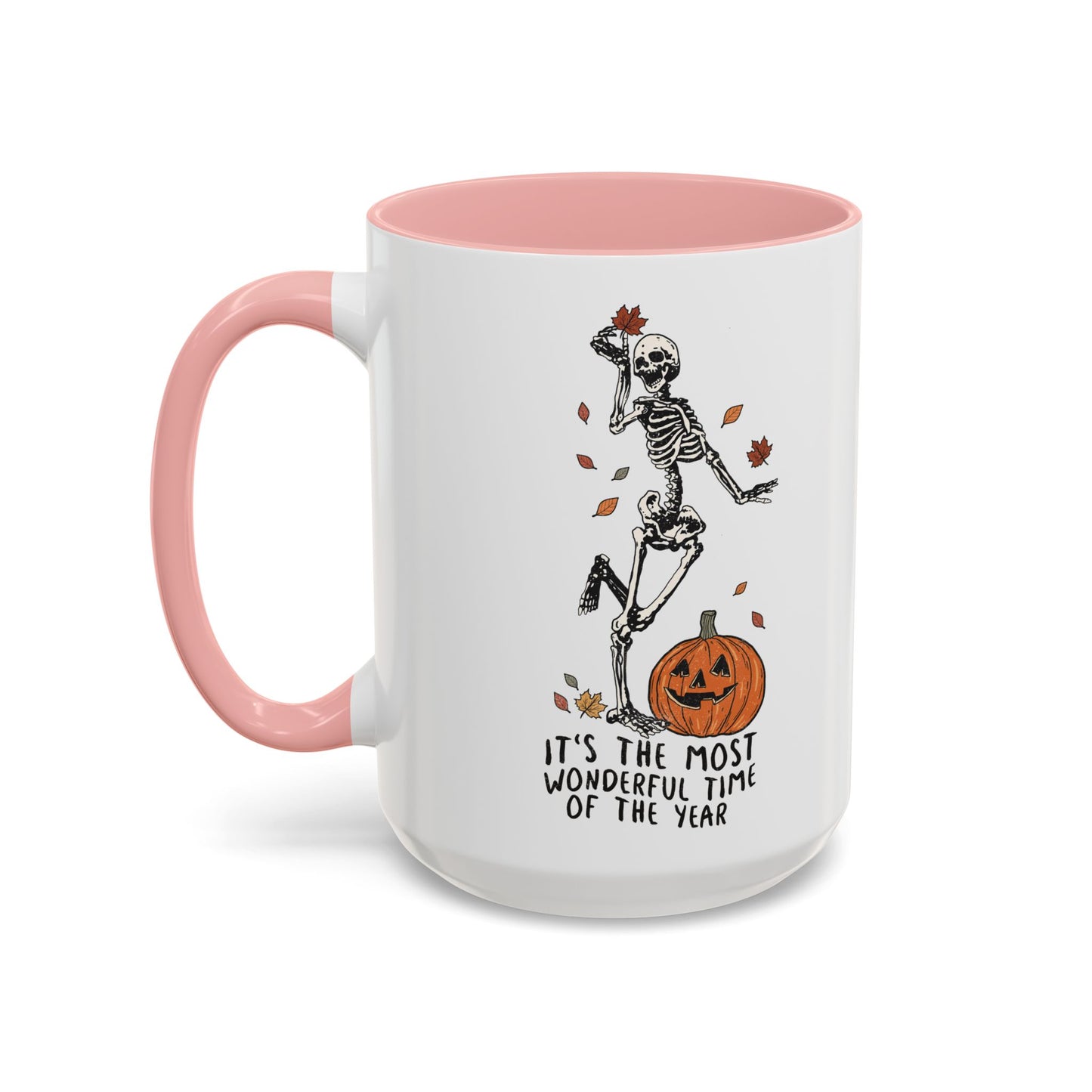 Most Wonderful Time of the Year Skeleton Mug | Funny Halloween Coffee Mug | Jack-o-Lantern Fall Drinkware | Spooky Season Gift