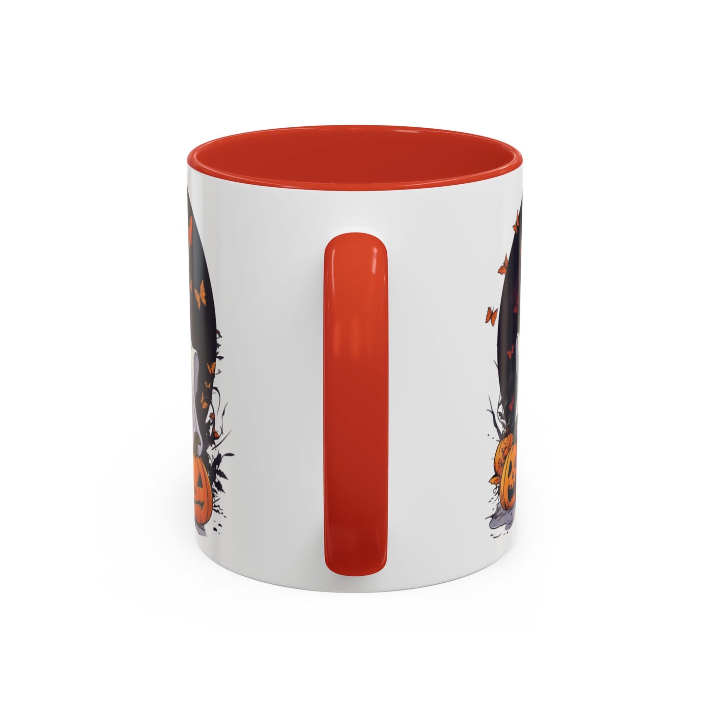 Halloween Ghost Mug - Cute Pumpkin Coffee Cup - White Ceramic Mug with Red Accent - Perfect Spooky Gift - 11oz & 15oz - BPA Free