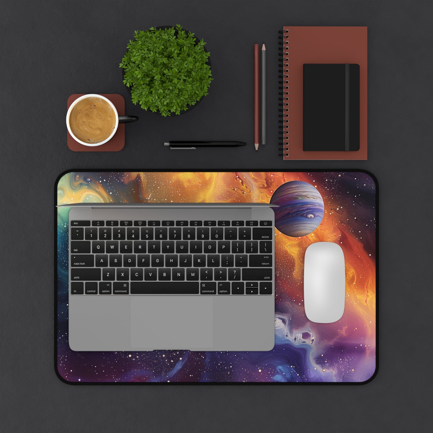 Cosmic Nebula Computer Desk Mat | Galactic Mouse Pad | Anti-Slip Neoprene Desk Mat for Home Office | 3 Sizes Available