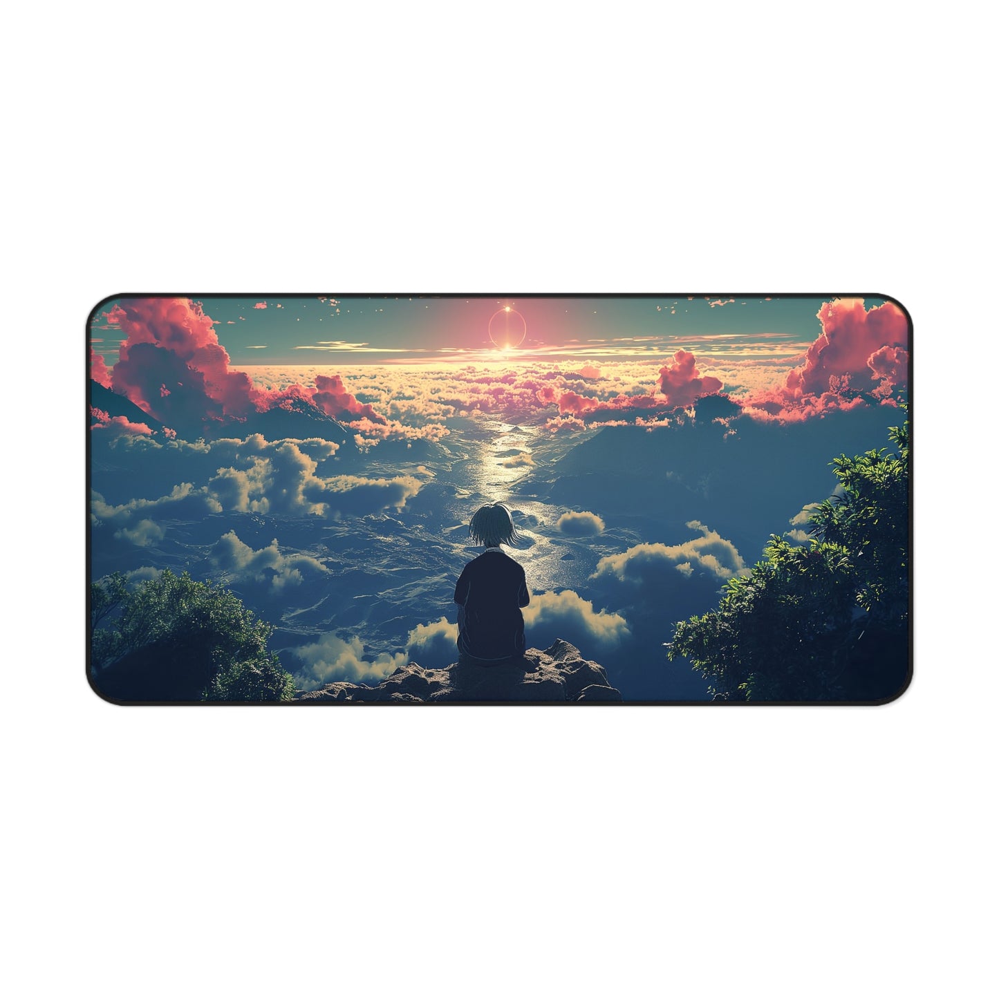 Serene Sunset Computer Desk Mat | Customizable Scenic Mouse Pad | Anti-Slip Neoprene Desk Mat for Home Office | 3 Sizes Available