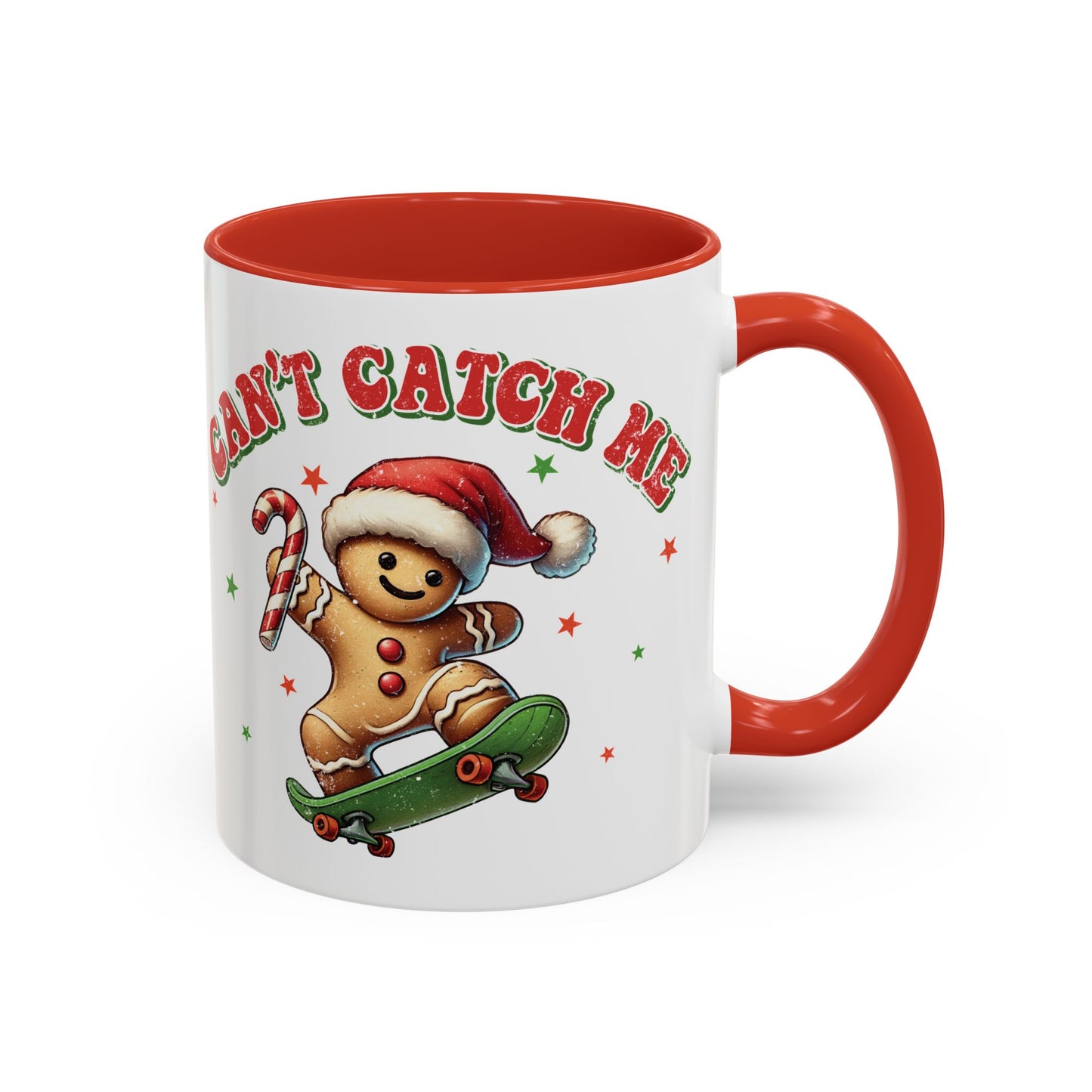 Can't Catch Me Gingerbread Mug - Fun Holiday Skateboarding Gingerbread Design - Perfect for Christmas Cheer