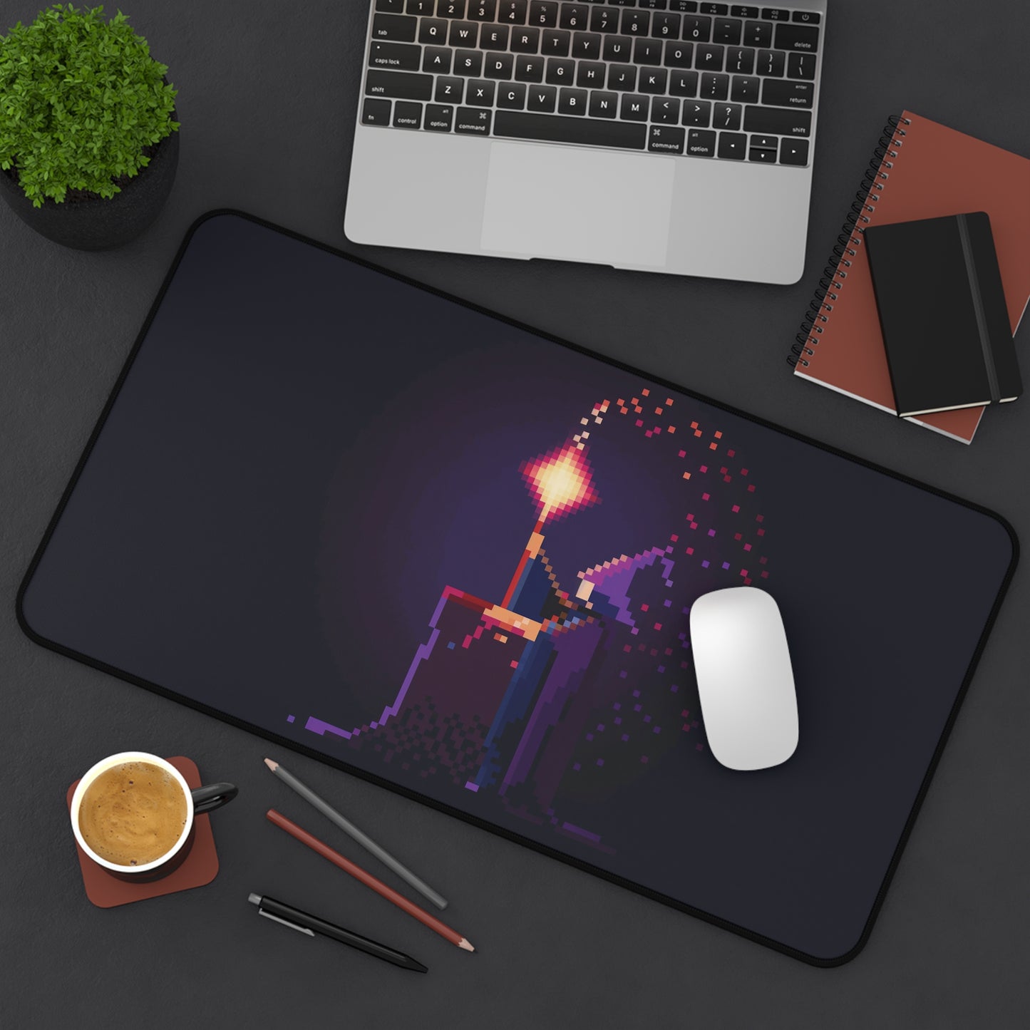 Pixel Art Wizard Desk Mat | Neoprene Mouse Pad | Gaming Desk Mat | Anti-Slip | 3 Sizes Available