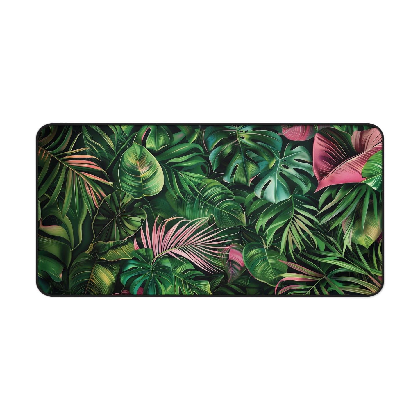 Tropical Paradise Desk Mat | Neoprene Mouse Pad | Jungle Leaves Design | Anti-Slip | 3 Sizes Available