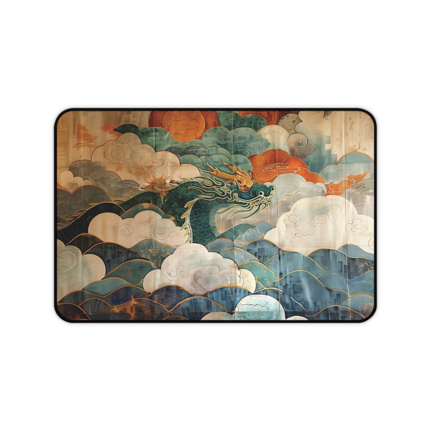 Dragon in Clouds Desk Mat | Eastern Mythology Design | Gaming & Office Decor | Neoprene | Anti-Slip | 3 Sizes