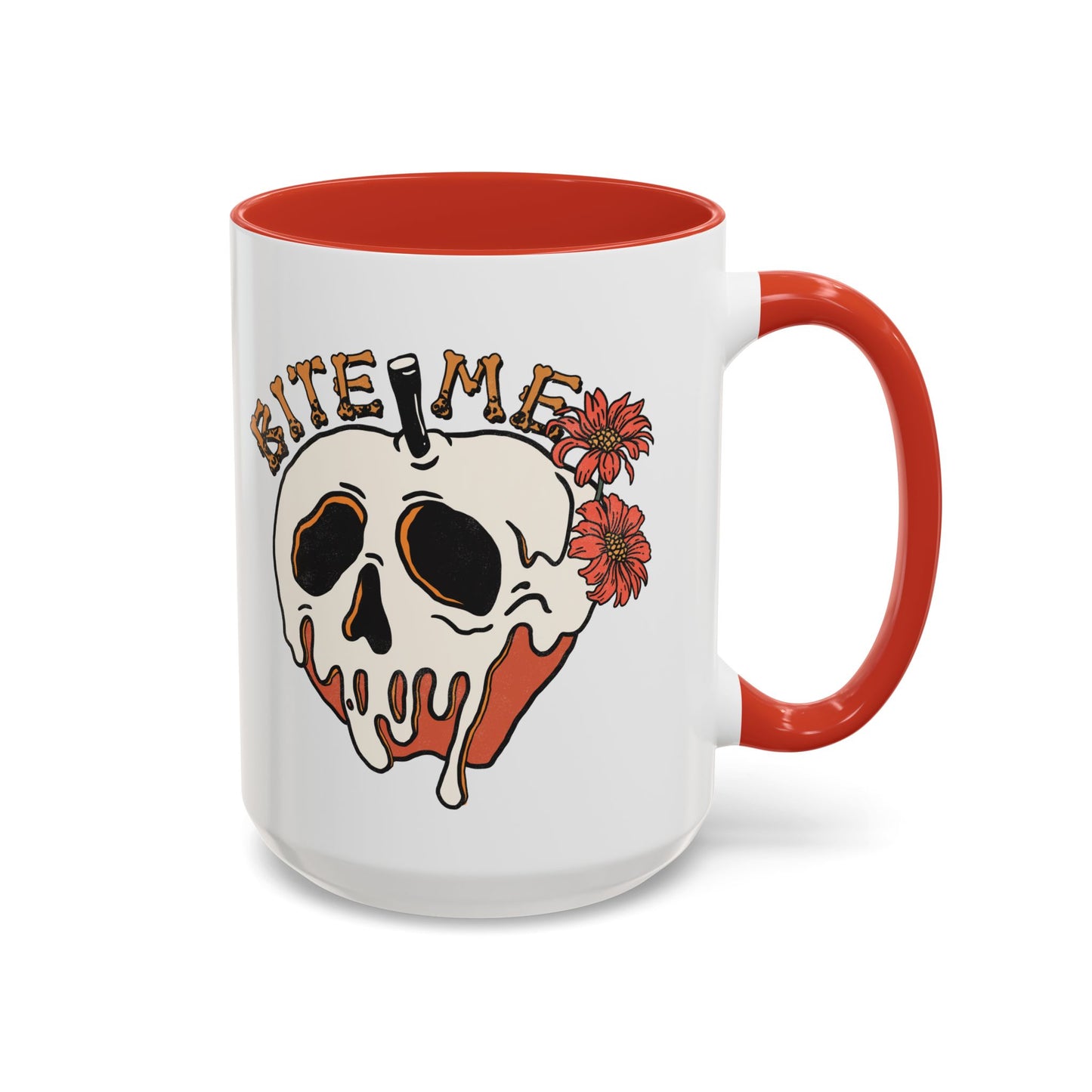 Bite Me Halloween Mug | Poison Apple Skull Design | Spooky Coffee Mug | Fall Drinkware | Gothic Gift Idea