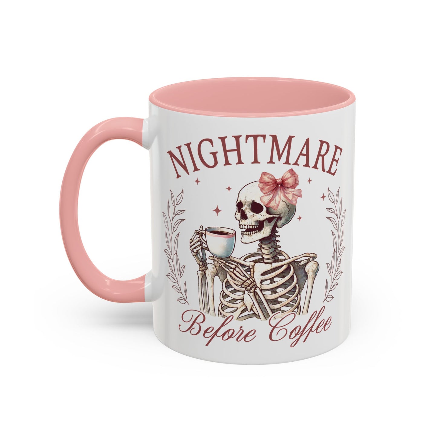 Nightmare Before Coffee Skeleton Mug | 11oz and 15oz Ceramic Coffee Cup | Funny Halloween Coffee Lover Design