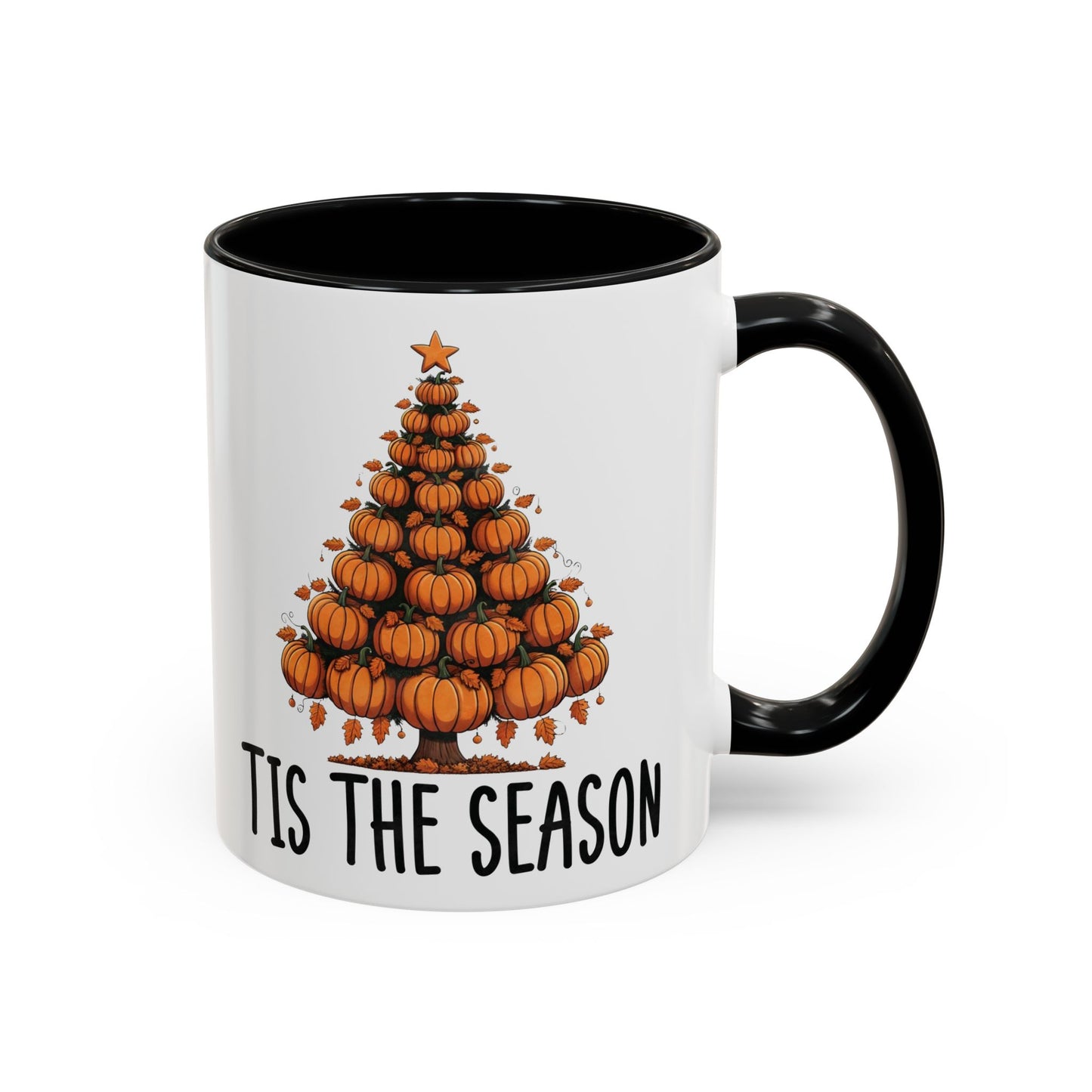 Tis the Season Pumpkin Tree Mug | 11oz and 15oz Ceramic Coffee Cup | Festive Fall & Holiday Design