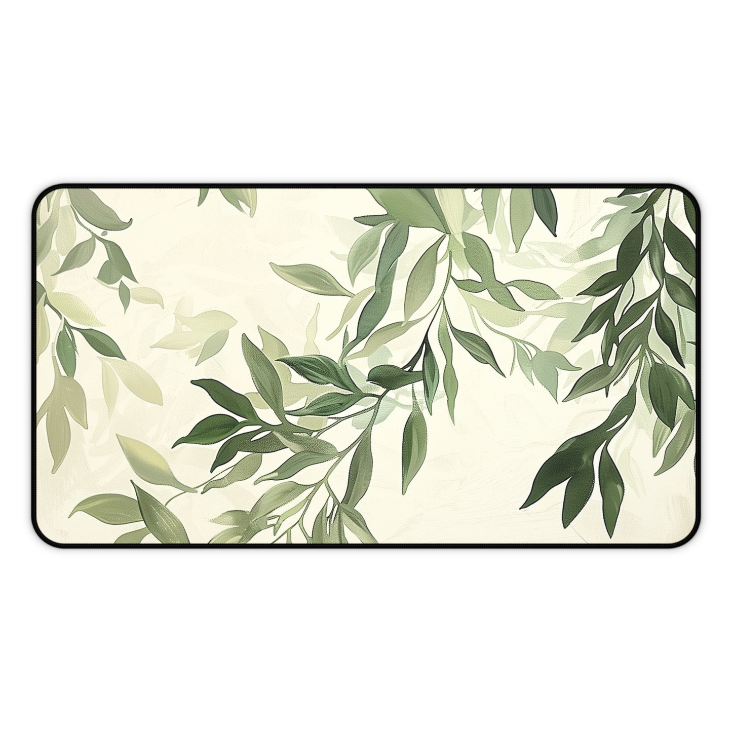 Green Leaves Computer Desk Mat | Botanical Mouse Pad | Anti-Slip Neoprene Desk Mat for Home Office | 3 Sizes Available