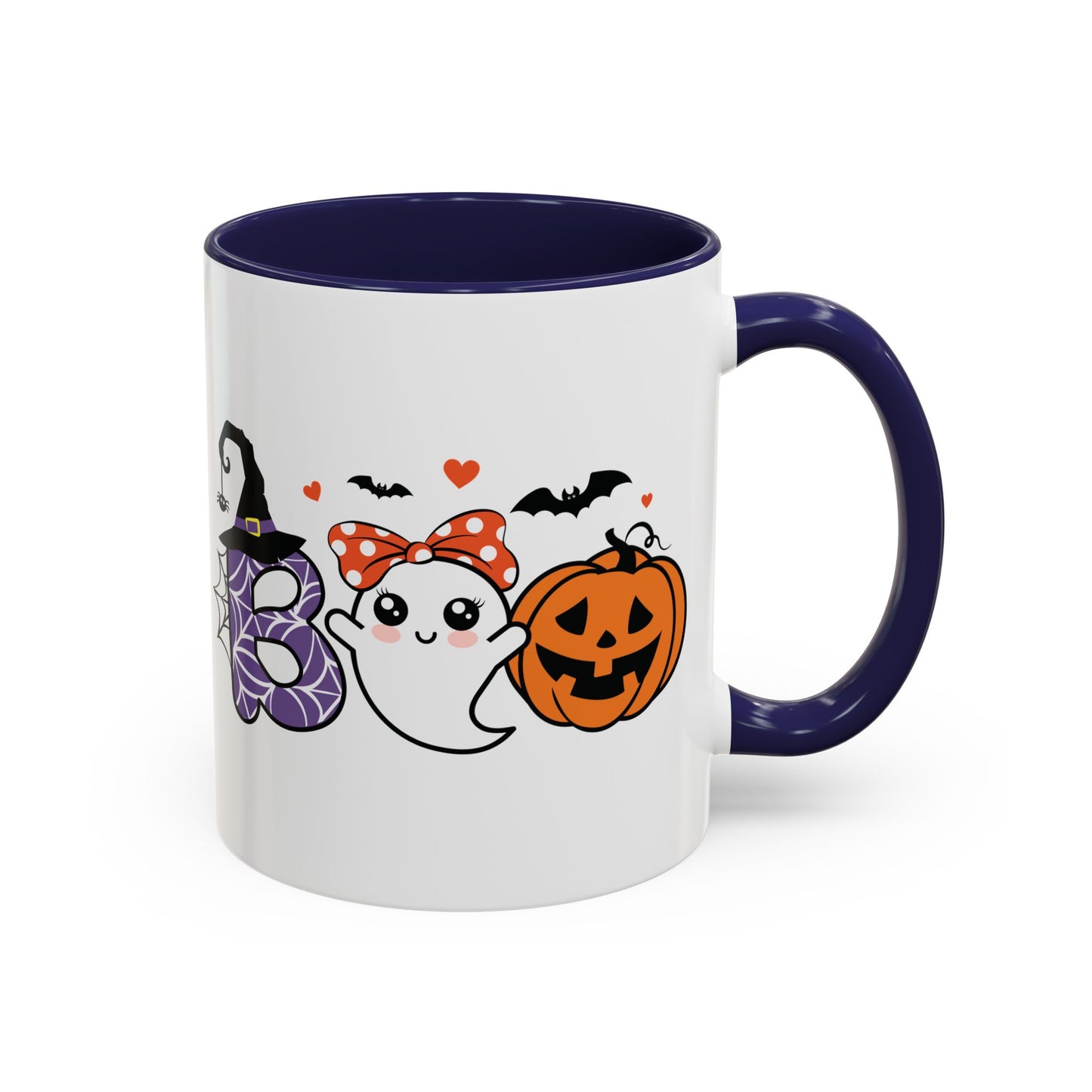 Cute Boo Halloween Mug | 11oz and 15oz Ceramic Coffee Cup | Adorable Ghost, Pumpkin and Witch Hat Design