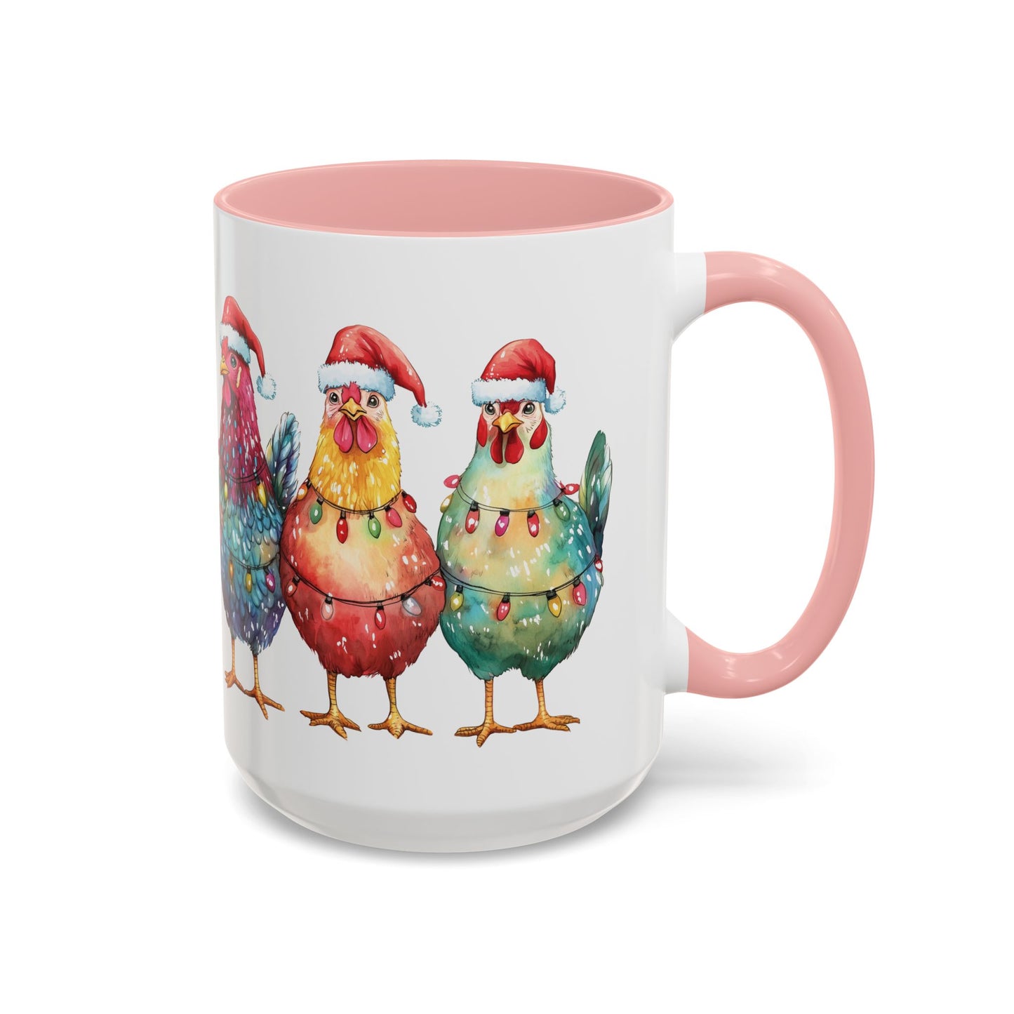 Christmas Chickens Mug - Festive Holiday Chicken Trio Design - Perfect for Farmhouse Christmas Decor