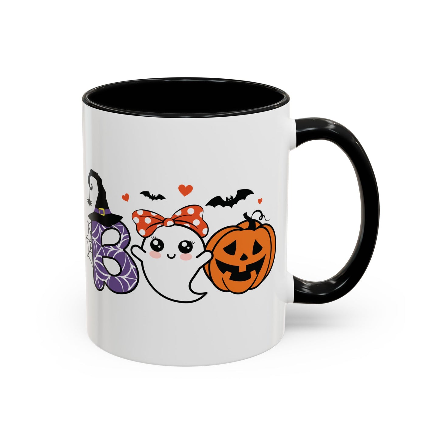 Cute Boo Halloween Mug | 11oz and 15oz Ceramic Coffee Cup | Adorable Ghost, Pumpkin and Witch Hat Design