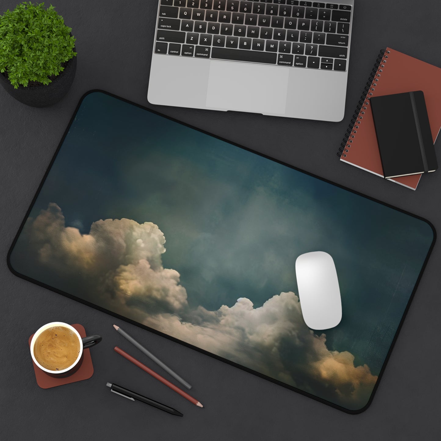 Serene Clouds Computer Desk Mat | Tranquil Sky Mouse Pad | Anti-Slip Neoprene Desk Mat for Home Office | 3 Sizes Available