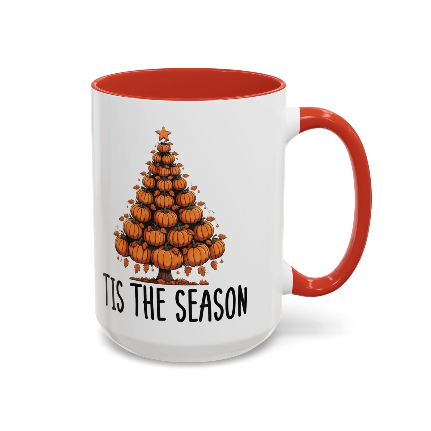 Tis the Season Pumpkin Tree Mug | 11oz and 15oz Ceramic Coffee Cup | Festive Fall & Holiday Design