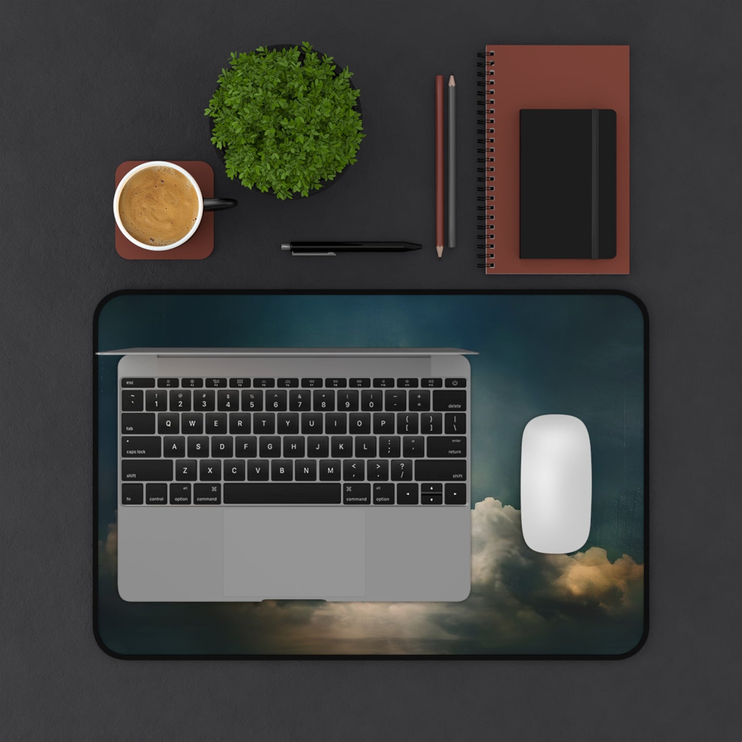 Serene Clouds Computer Desk Mat | Tranquil Sky Mouse Pad | Anti-Slip Neoprene Desk Mat for Home Office | 3 Sizes Available