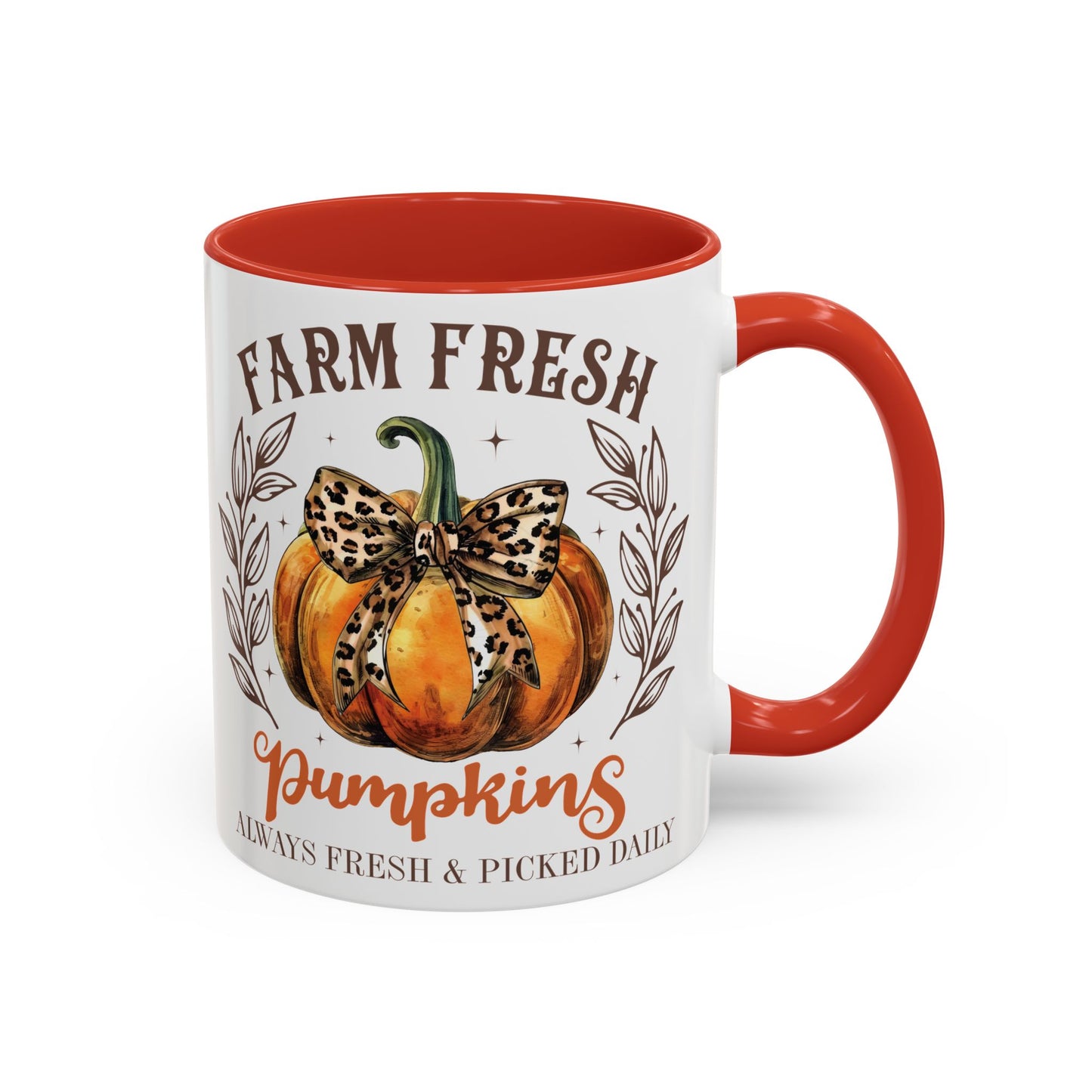 Farm Fresh Pumpkins Fall Mug | 11oz and 15oz Ceramic Coffee Cup | Rustic Autumn Pumpkin Design