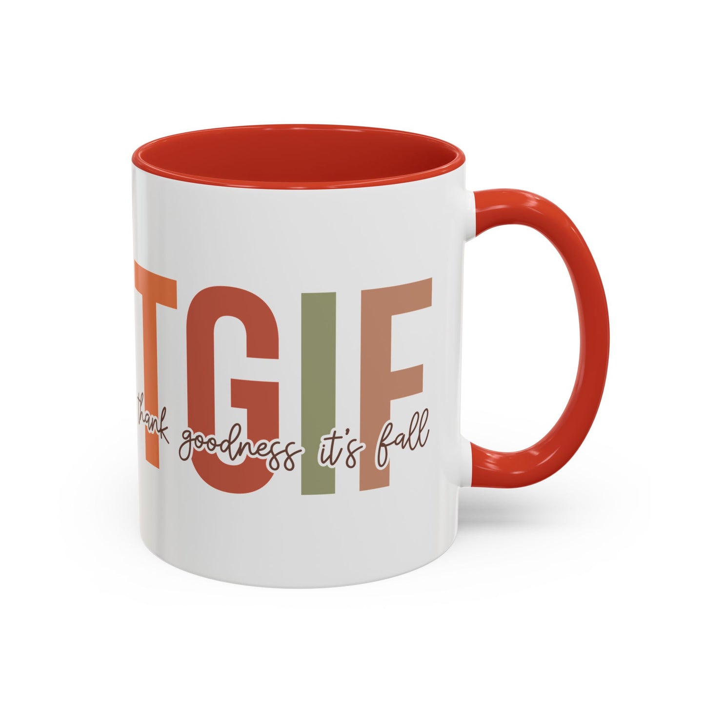 TGIF - Thank Goodness It's Fall Ceramic Mug - 11oz/15oz Autumn Coffee Cup | Cozy Fall Gift | 5 Color Options | Fall-Themed Mug