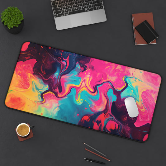 Vibrant Abstract Swirl Desk Mat | Bold Neoprene Mouse Pad | Colorful Anti-Slip Office Desk Mat | 3 Sizes Available