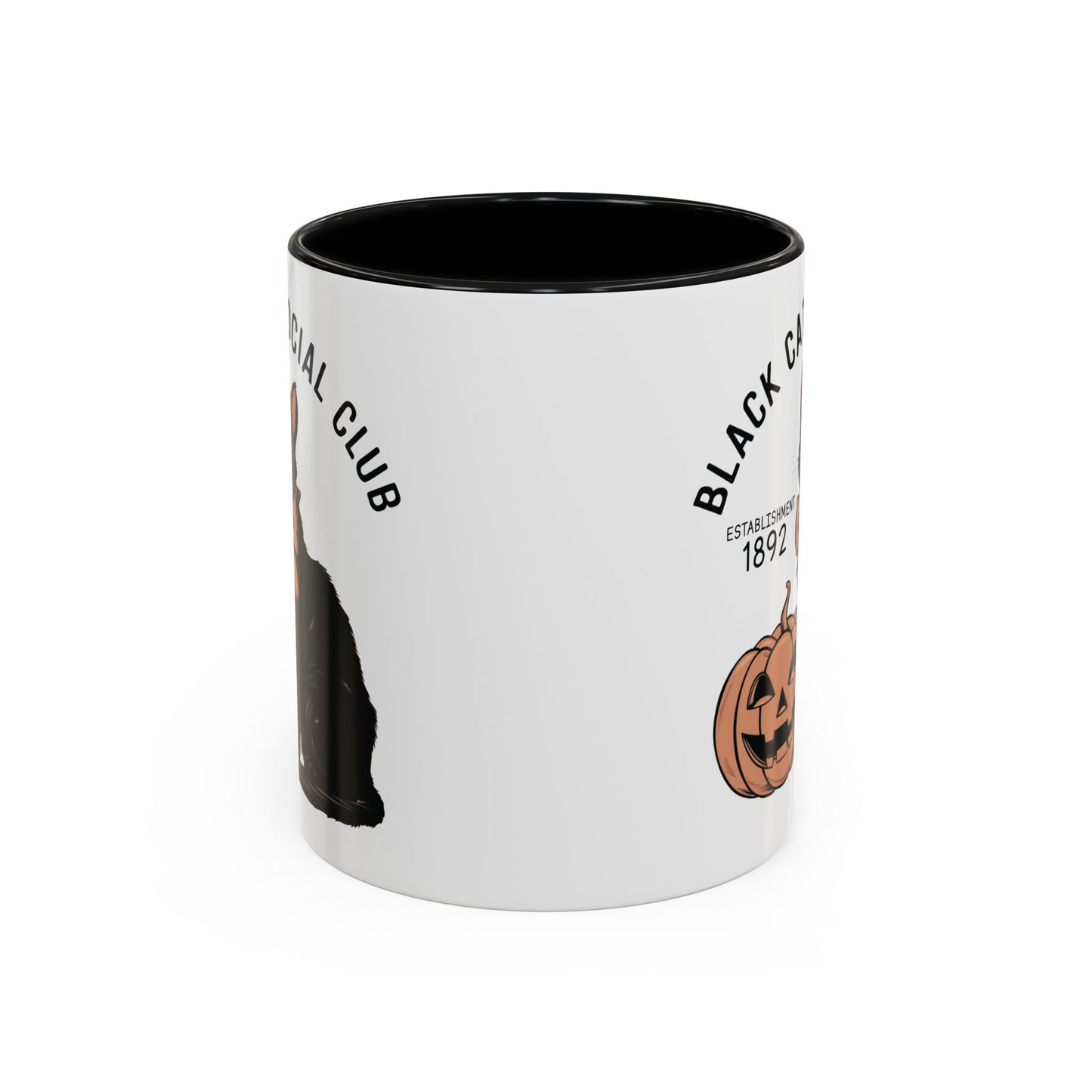 Black Cat Social Club Mug | Halloween Cat and Pumpkin Design | Spooky Coffee Mug | Fall Drinkware Gift