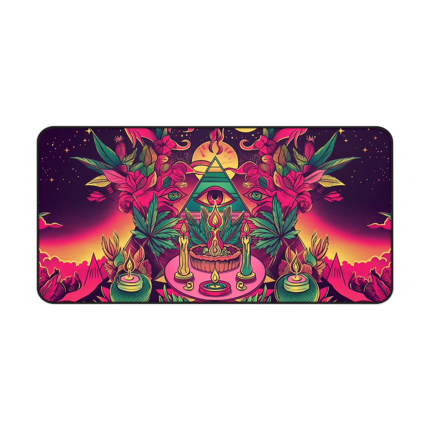 Mystic Vision Computer Desk Mat | Psychedelic Art Mouse Pad | Anti-Slip Neoprene Desk Mat for Home Office | 3 Sizes Available