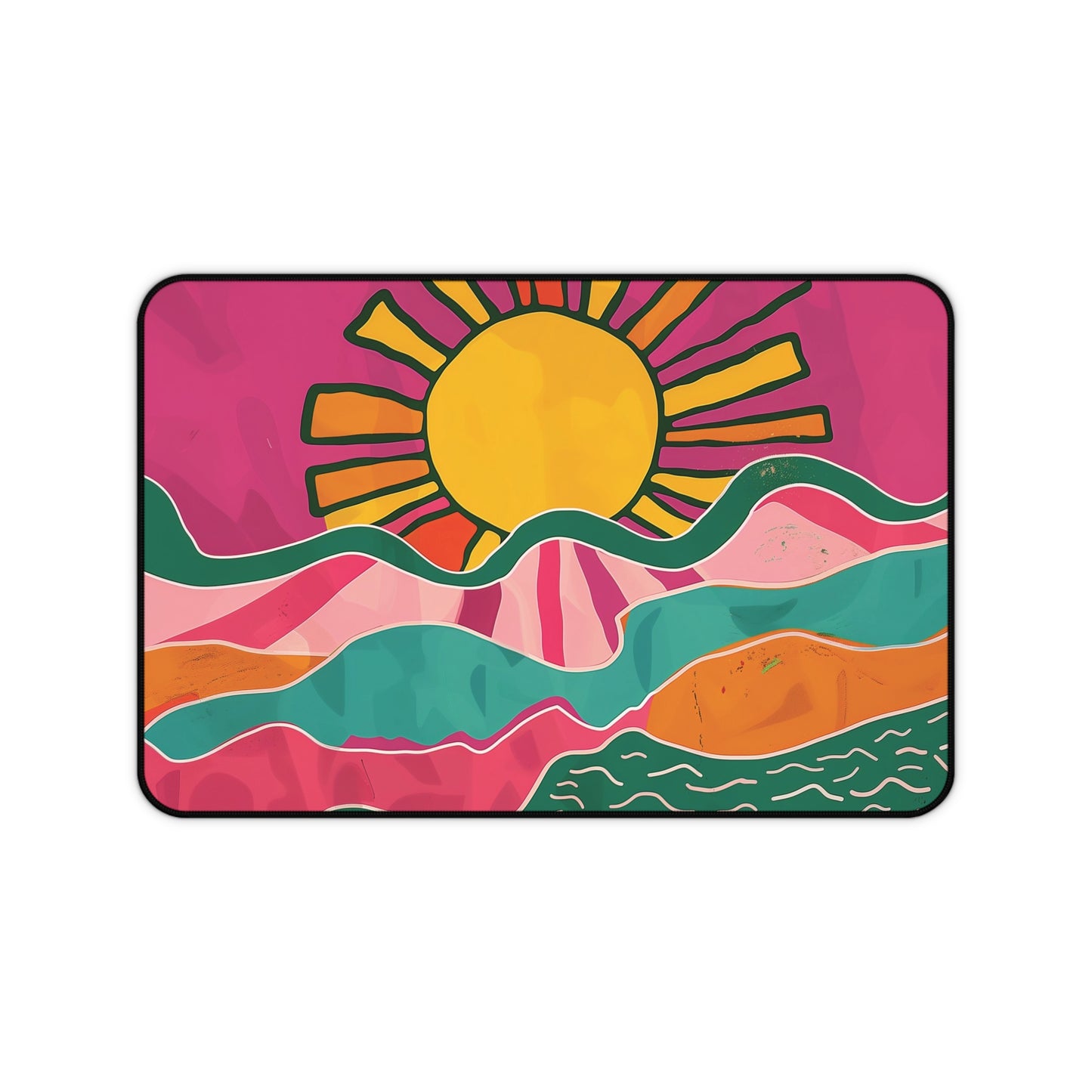 Colorful Sunrise Desk Mat | Vibrant Abstract Design | Neoprene | Anti-Slip | 3 Sizes