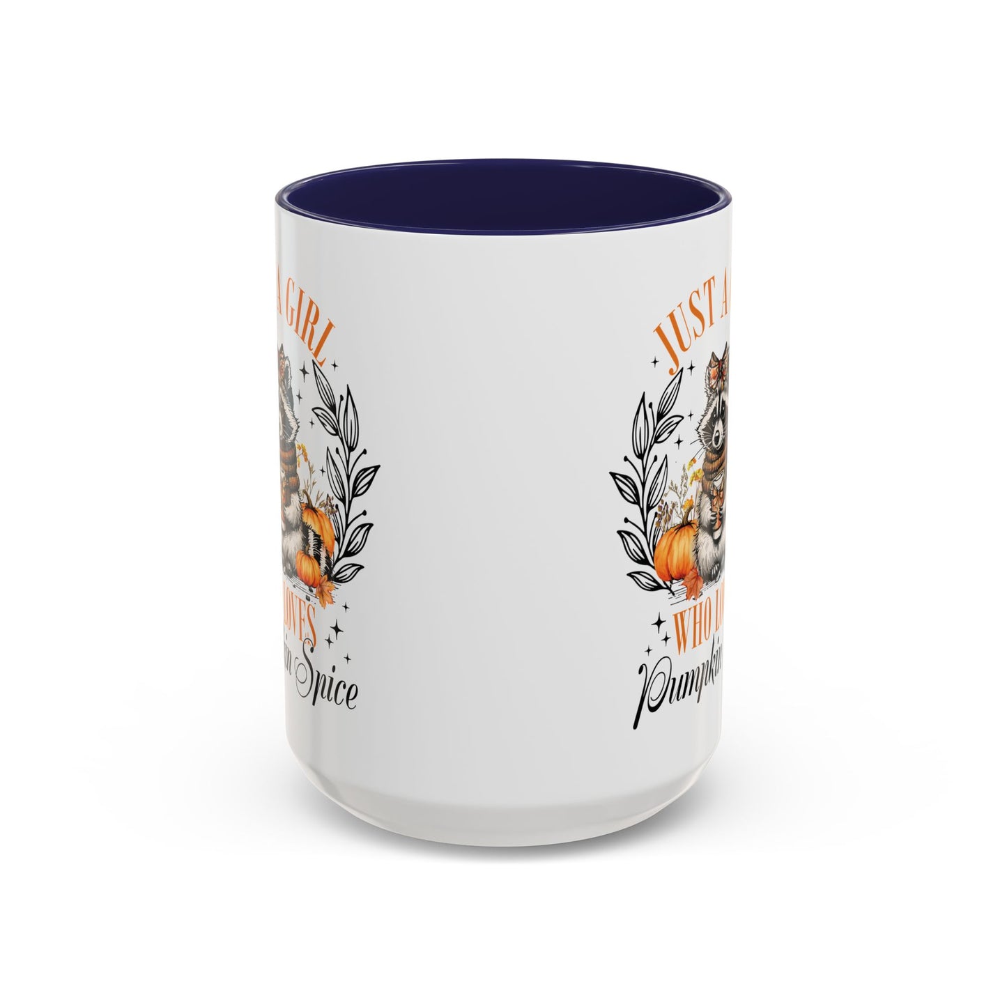 Just a Girl Who Loves Pumpkin Spice Raccoon Mug | 11oz and 15oz Ceramic Coffee Cup | Cute Autumn Design