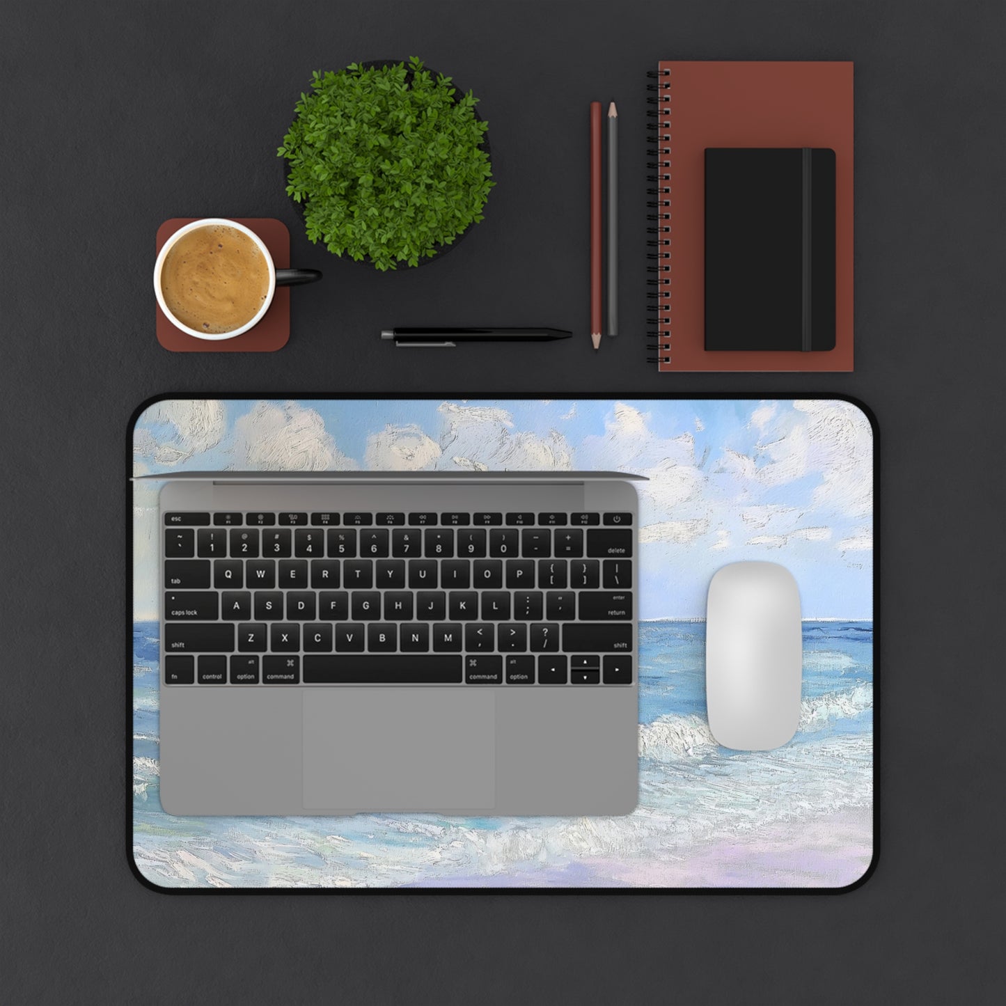 Serene Seascape Computer Desk Mat | Tranquil Ocean Mouse Pad | Anti-Slip Neoprene Desk Mat for Home Office | 3 Sizes Available