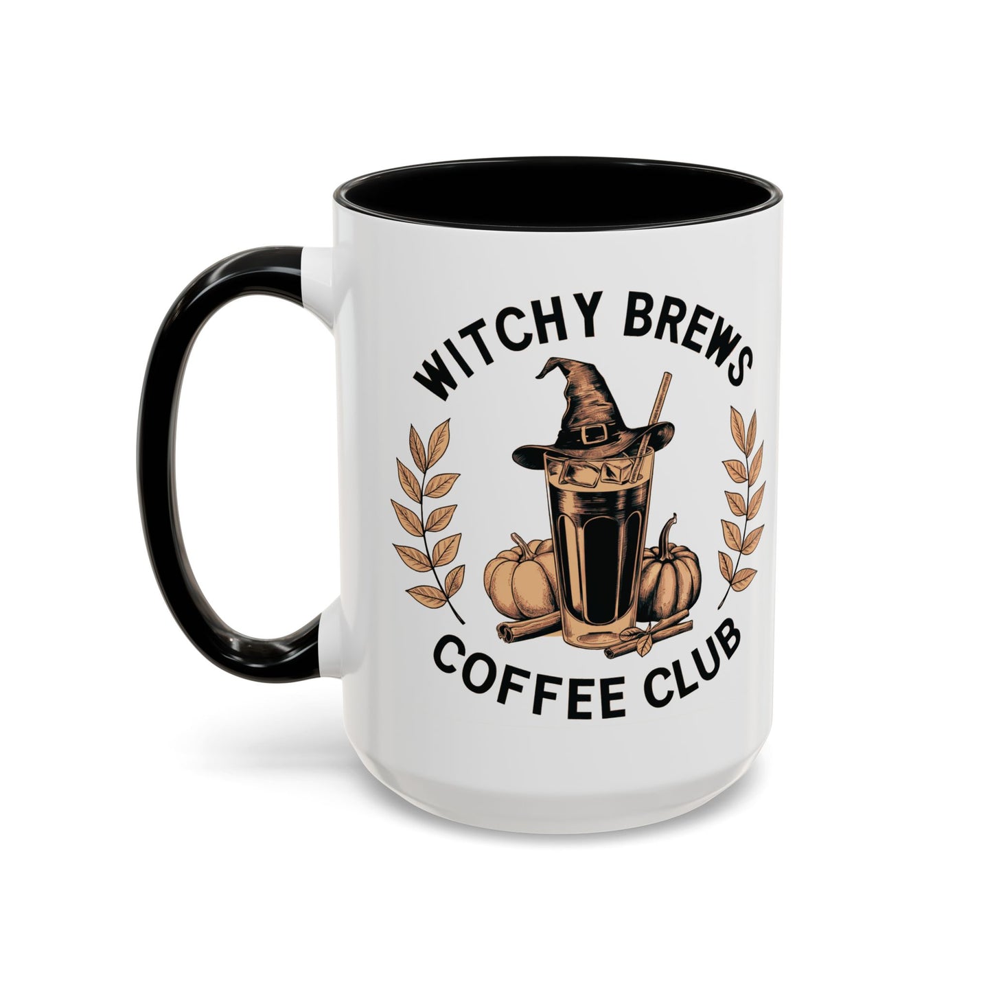 Witchy Brews Coffee Club Mug | Halloween Coffee Mug | Witch Hat and Pumpkin Design | Spooky Fall Drinkware