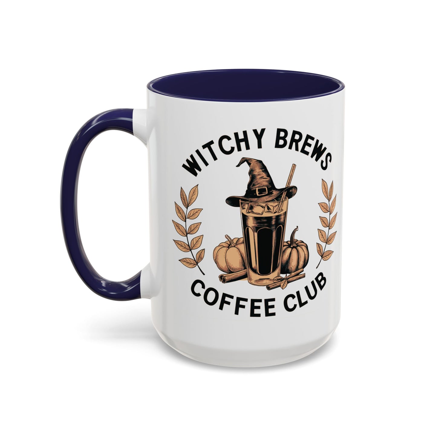 Witchy Brews Coffee Club Mug | Halloween Coffee Mug | Witch Hat and Pumpkin Design | Spooky Fall Drinkware