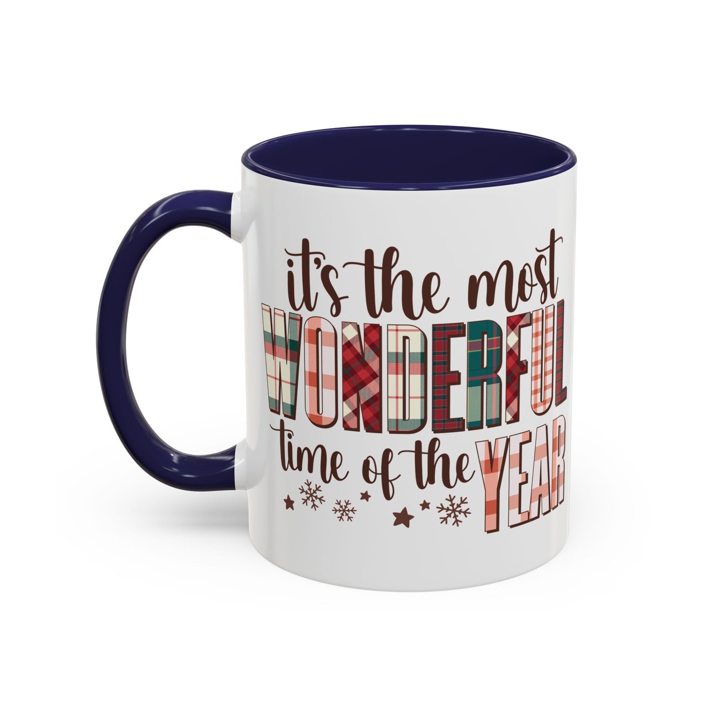 It's the Most Wonderful Time of the Year Christmas Mug | Plaid Text Holiday Design | Festive Winter Coffee Mug