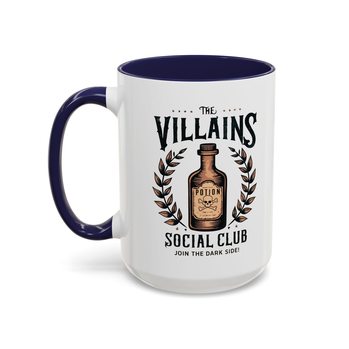 Villains Social Club Mug | Halloween Potion Bottle Design | Join the Dark Side Coffee Mug | Spooky Fall Drinkware