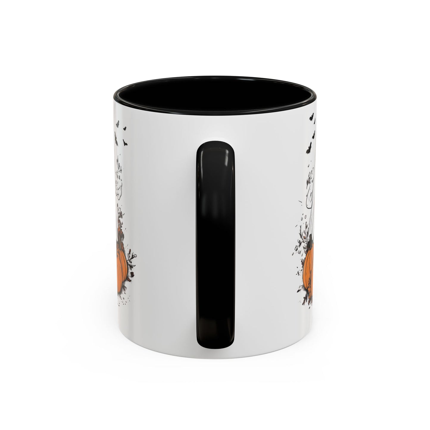 Halloween Ghost Mug - Cute Pumpkin Coffee Cup - White Ceramic Mug with Red Accent - Spooky Fall Gift - 11oz & 15oz - BPA Free