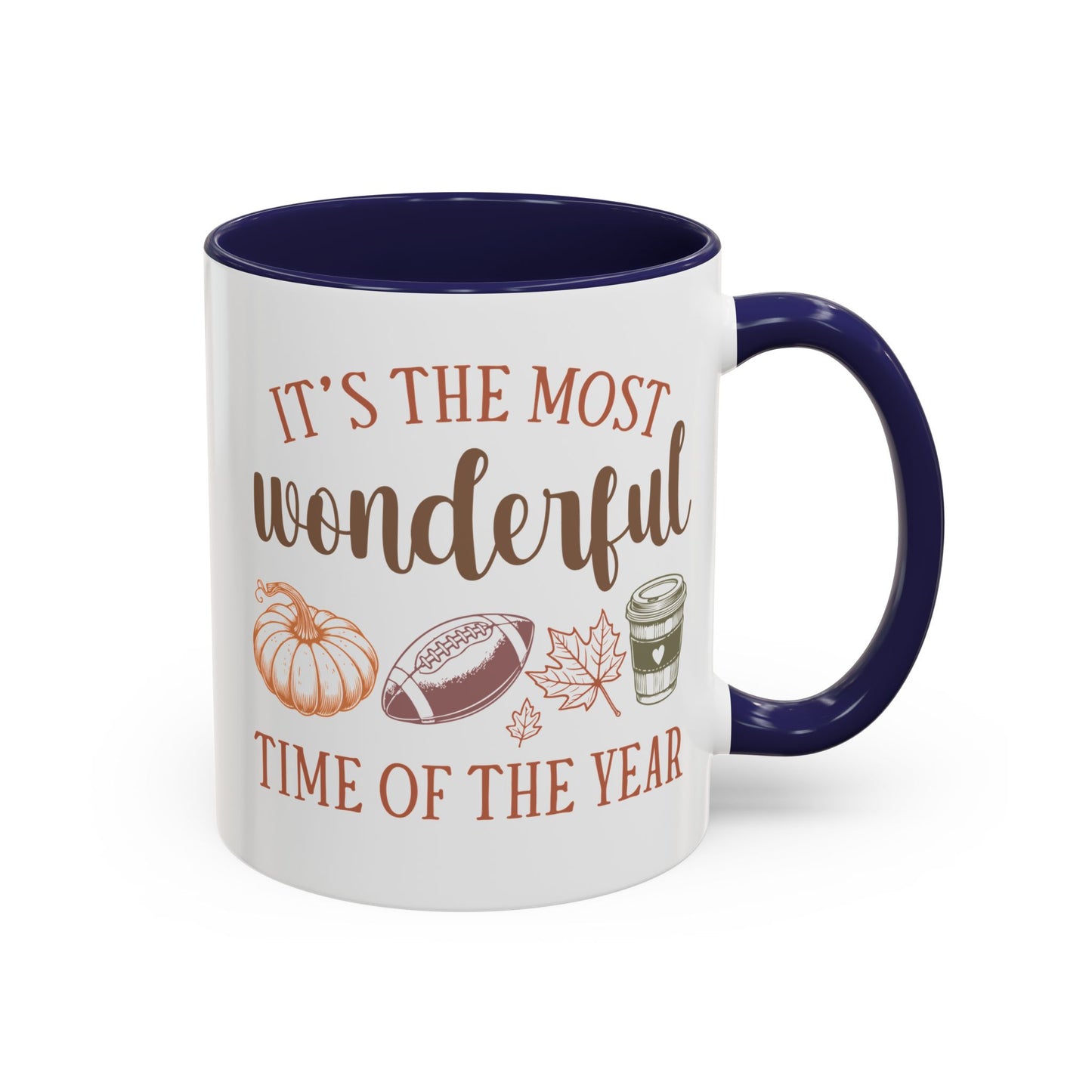 Most Wonderful Time of the Year Fall Mug | 11oz and 15oz Ceramic Coffee Cup | Autumn, Football & Pumpkin Design