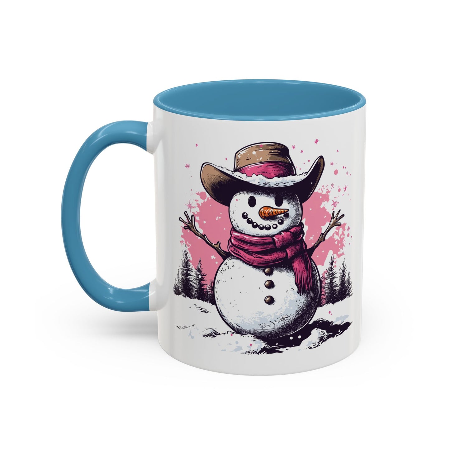 Cowboy Snowman Ceramic Mug - Festive Western Holiday Design - Perfect for Christmas and Winter Fun