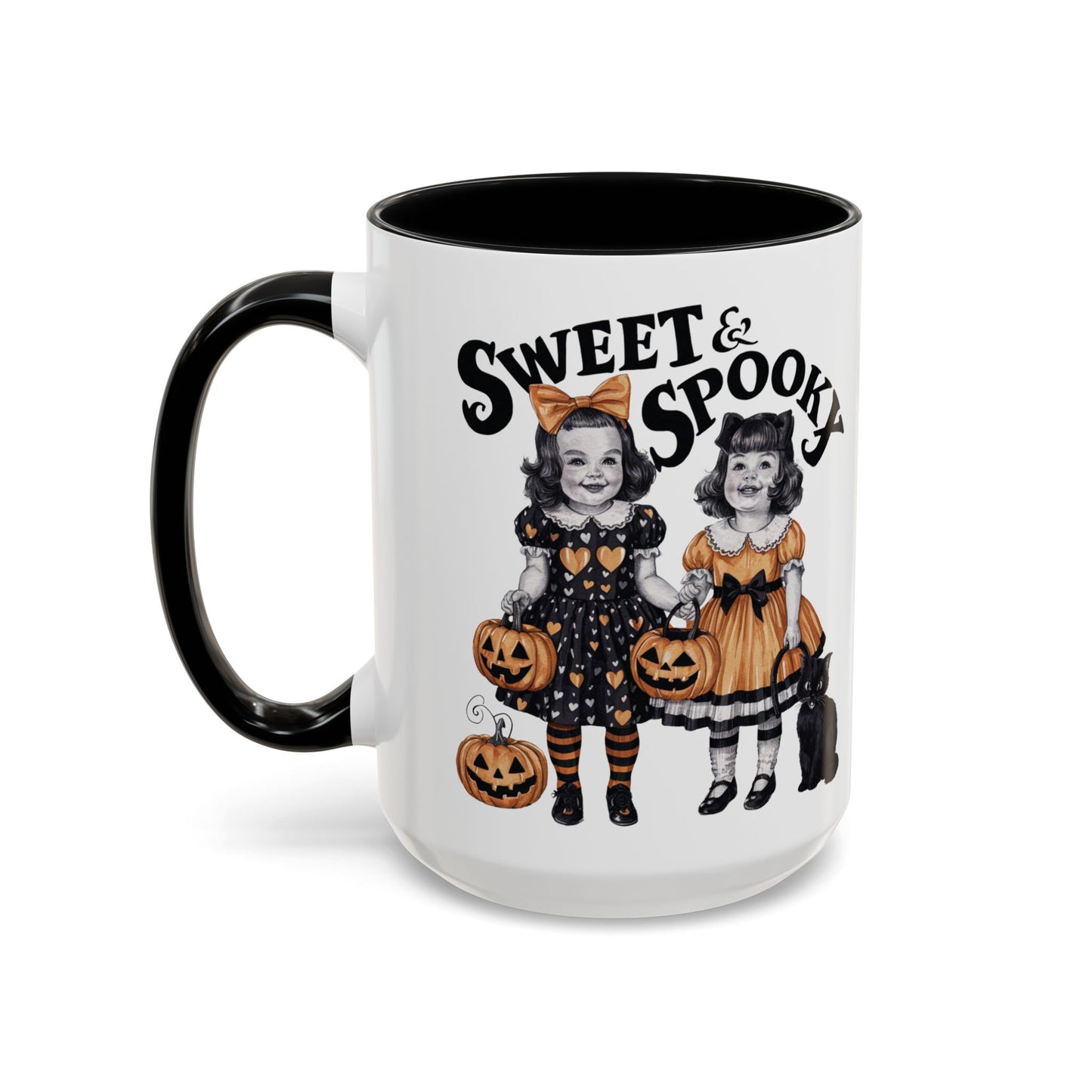 Sweet & Spooky Halloween Mug | Vintage Doll and Pumpkin Design | Cute Halloween Coffee Mug | Fall Drinkware | Trick or Treat Gift