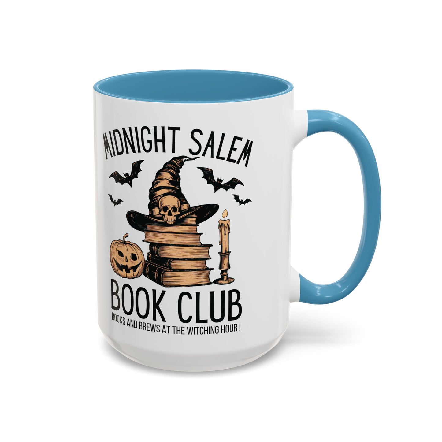 Midnight Salem Book Club Mug | Witchy Skull and Book Design | Halloween Coffee Mug | Spooky Fall Drinkware