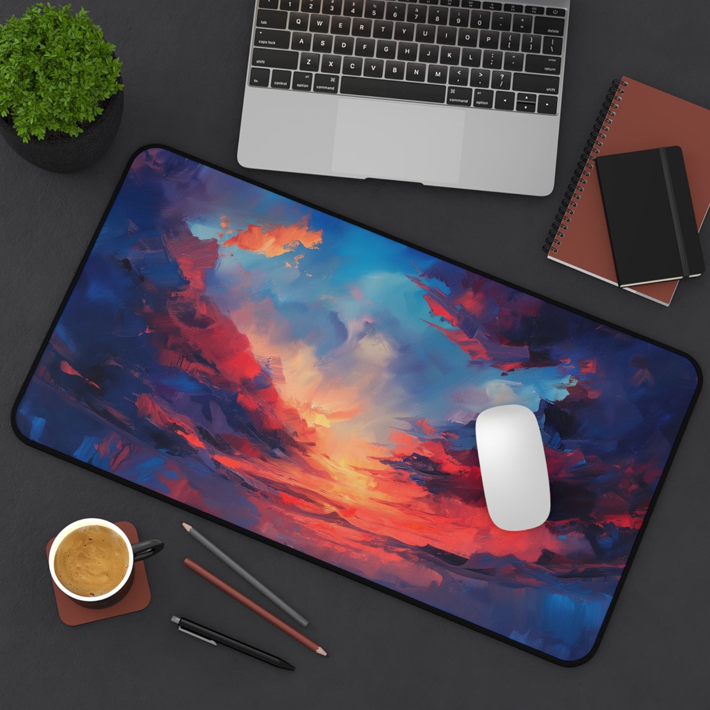 Vibrant Sunset Computer Desk Mat | Artistic Mouse Pad | Anti-Slip Neoprene Desk Mat for Home Office | 3 Sizes Available