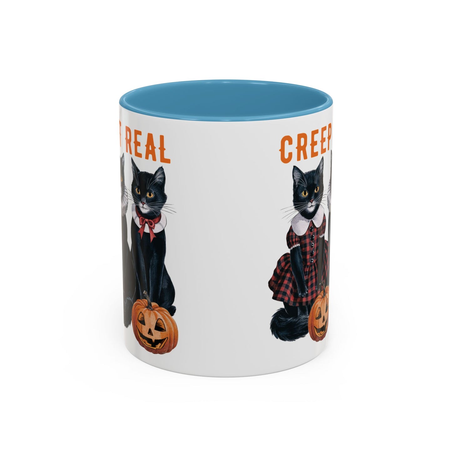 Creep It Real Halloween Mug | Black Cat and Pumpkin Design | Halloween Coffee Mug | Fall Drinkware